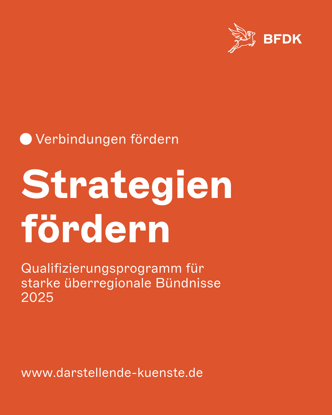 Grafik mit Text: "Strategien fördern" und dem Logo des Bundesverbands Freie Darstellende Künste